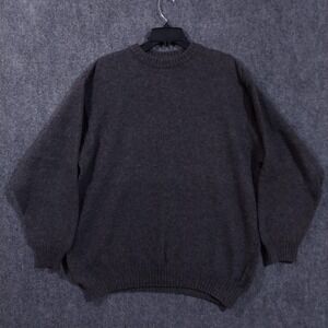 Iceberg Collection Sweater Mens Large Gray Shetland Wool Crewneck Pullover
